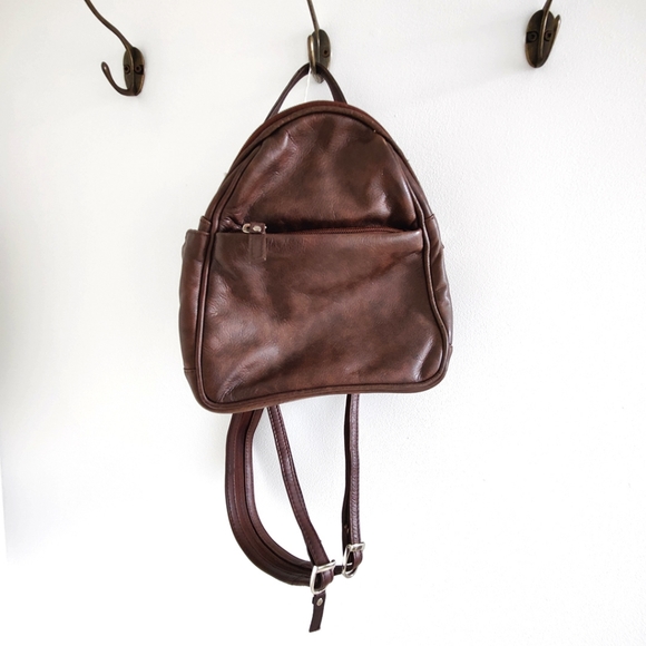Small purse size brown leather backpack 90s / Y2K - Picture 8 of 8